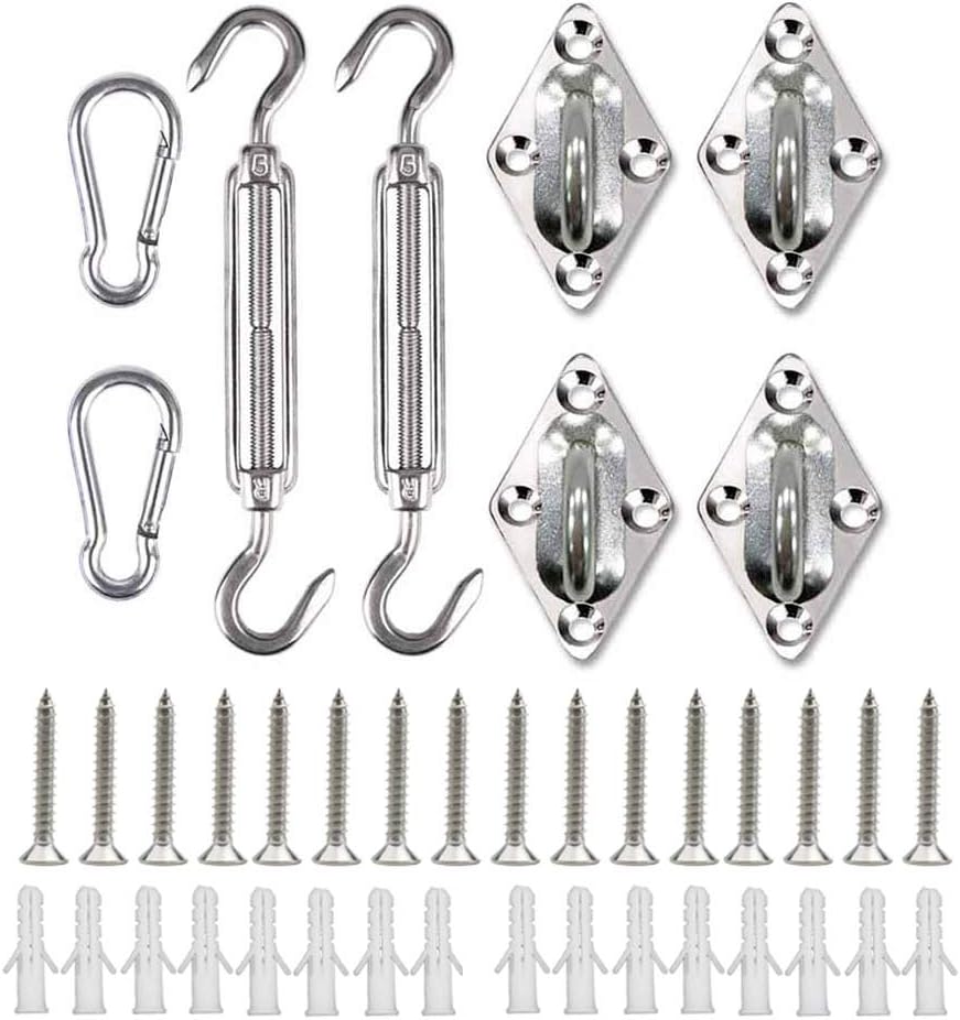 Shade Sail Hardware Fixing Accessories, Heavy Duty Awning Attachment Set, Stainless Steel Installation Kit for Rectangle Square Shade Sails,40 Pcs,5MM (5MM)