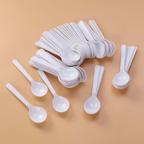 Miniatura 4 de Paquete de 88 cucharas de plástico blancas, resistentes al calor y sin BPA, cucharas de servicio pesadas para fiestas, bodas, puestos de comida de