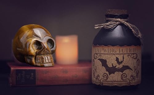 Miniatura 3 de DUQGUHO Figuras decorativas de calavera de ojo de tigre, escultura de cristal curativo tallado natural, estatua de calavera falsa, decoración para