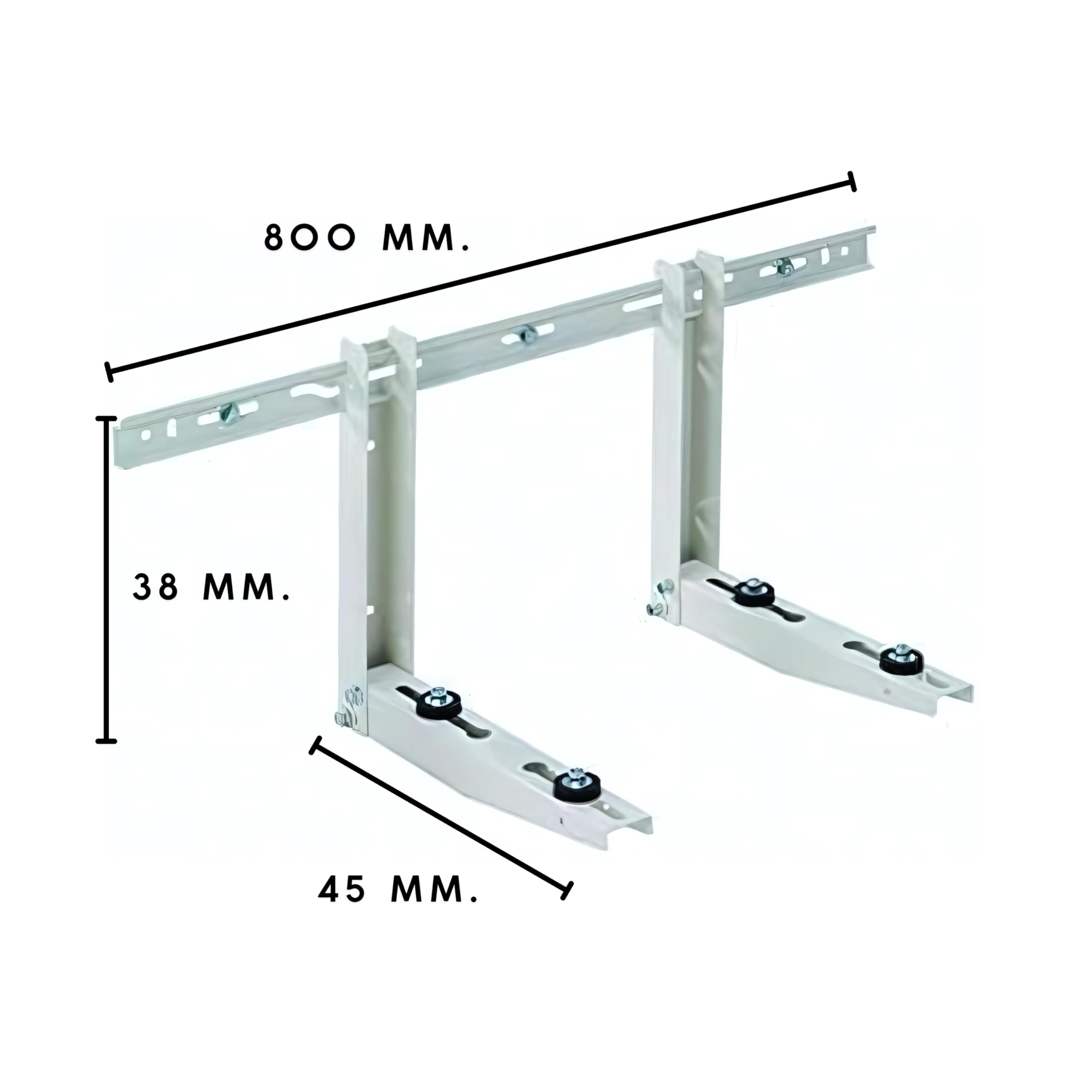 Staffe per Condizionatore Esterno - Supporto per Climatizzatore 38x45 con Traversa per Unità Esterna - Struttura Regolabile, Robusta, Stabile e Resistente (Con Traversa)