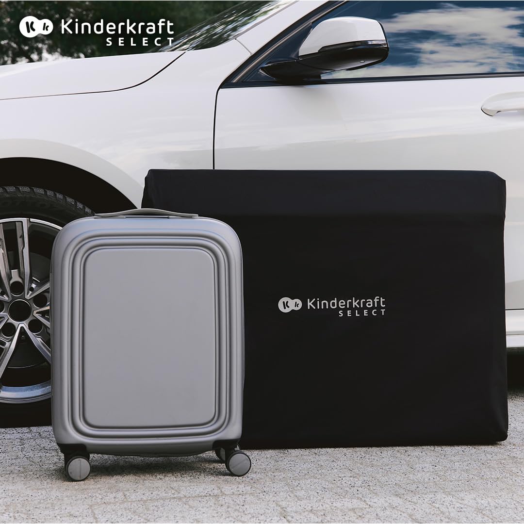 KINDERKRAFT Moon Dream, Lit de Voyage de la Naissance jusqu'à 3 Ans, lit superposé pour bébé, se Plie Rapidement d'une Seule Main, Matelas et Sac de Transport Inclus, Nettoyage Facile, Noir