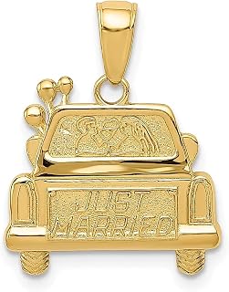 Colar de ouro amarelo 14 k com pingente texturizado recém-casado para ocasiões especiais casamento joias finas para mulheres presentes para ela, Ouro amarelo