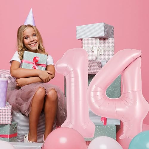 Miniatura 215 de TONIFUL Globos arcoíris de 40 pulgadas con números grandes del 0 al 9, globos digitales número 4 para helio, globos de aluminio Mylar con números