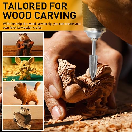 Miniatura 3 de Wood Carving Drill Bits Set Compatible with Dremel Rotary Tool 5 Different Engraving Drill Accessories Bit Wood Grinding Woodworking Tool with 3mm