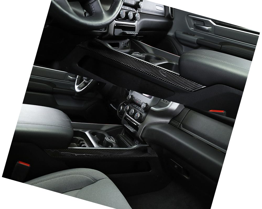 Carbon Fiber Center Console Storage Box Cover Trim for 2018+ Dodge RAM 1500