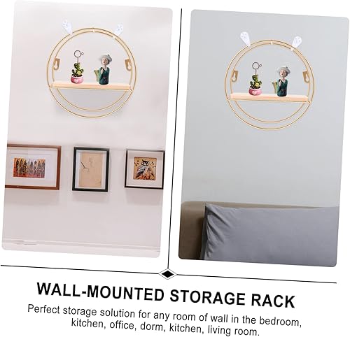 Miniatura 8 de ARTIBETTER Estantería flotante 1 juego de estantería de madera para libros, estantería de almacenamiento para plantas, macramé, marco de alambre,