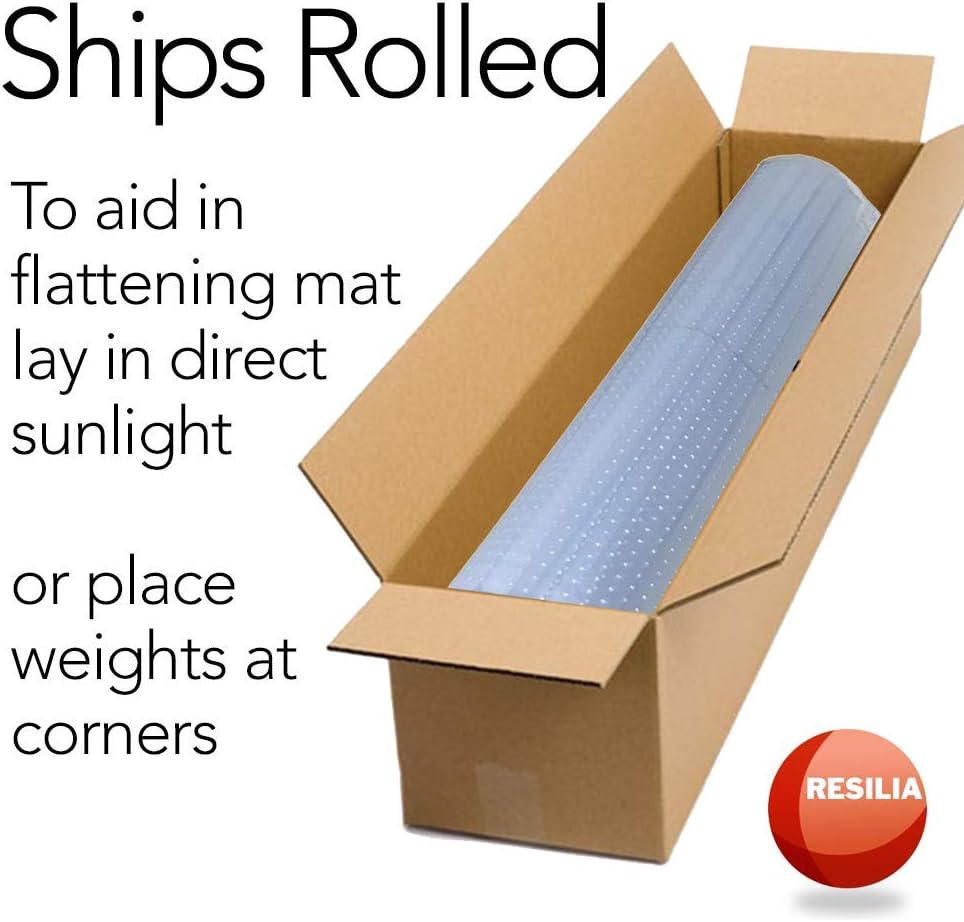 Resilia Office Desk Chair Mat - for Low Pile Carpet (with Grippers) Black, 30 Inches x 48 Inches, Made in The USA