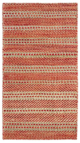 HAMID - Wool and Jute Rug Olivia Hand Woven Wool Jute Rug for Living Room Bedroom Red Natural Color (60 x 110 cm)