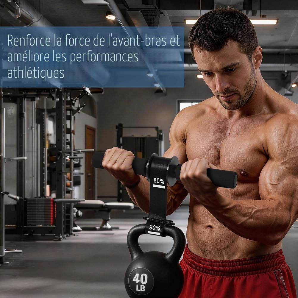Rouleau de Poignet Musculation, Entraîneur pour Muscler Avant Bras, Poignet Rouleau Formateur Forearm, Strength Training Equipment Grip Musculation à Domicile, en Salle de Sport ou en Extérieur