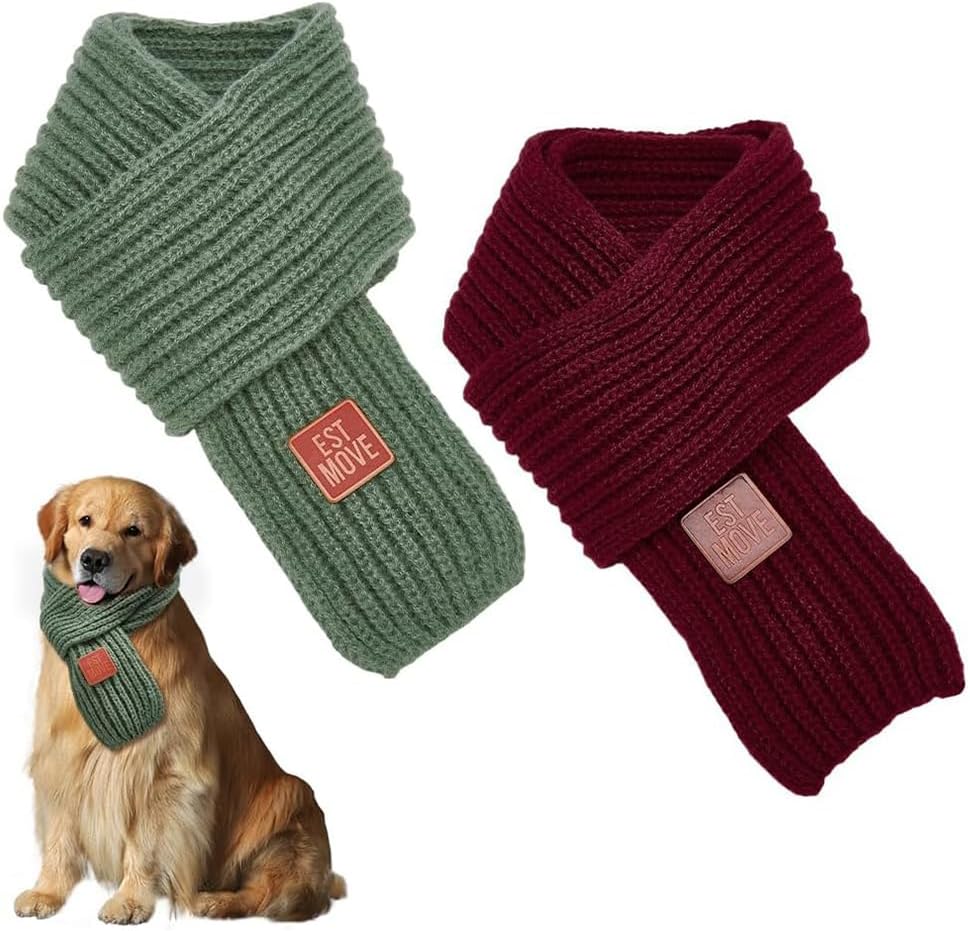 Bufanda para perro FINGERINSPIRE 2 piezas poliéster rojo y verde navidad