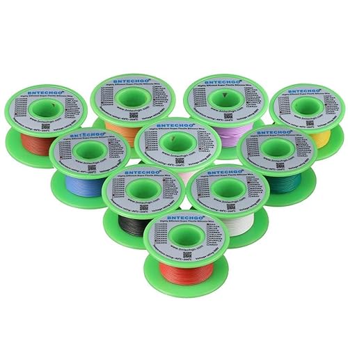 Miniatura 12 de BNTECHGO Kit de alambre de silicona de calibre 20, 10 colores cada uno de 30 pies, alambre de cobre estañado trenzado flexible de 20 AWG