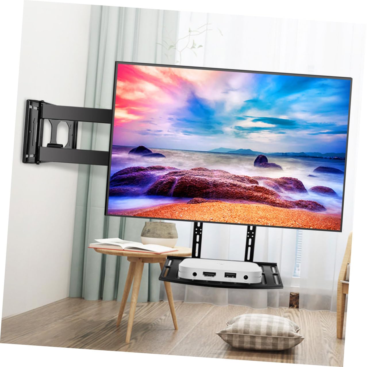 ERINGOGO Tv Wandregal für Router und Receiver Schwarz Wandhalterung ohne Bohren Kabelorganizer für Wohnzimmer Monitor Ablage Vielseitiger Tv Rack Organizer
