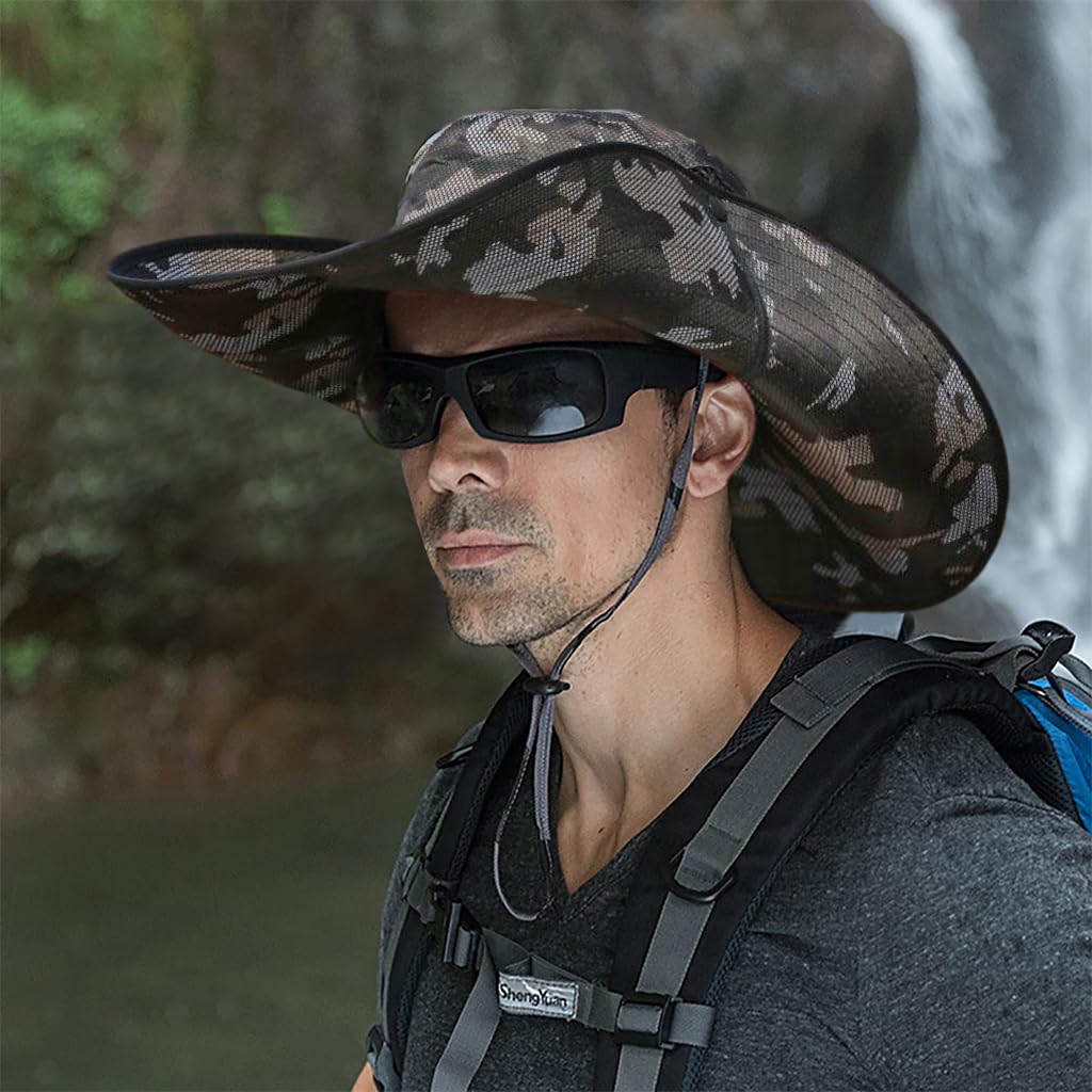 Gustave Sun Hat UPF50 Extra Wide Brim Adjustable Flip-Up Camouflage 4