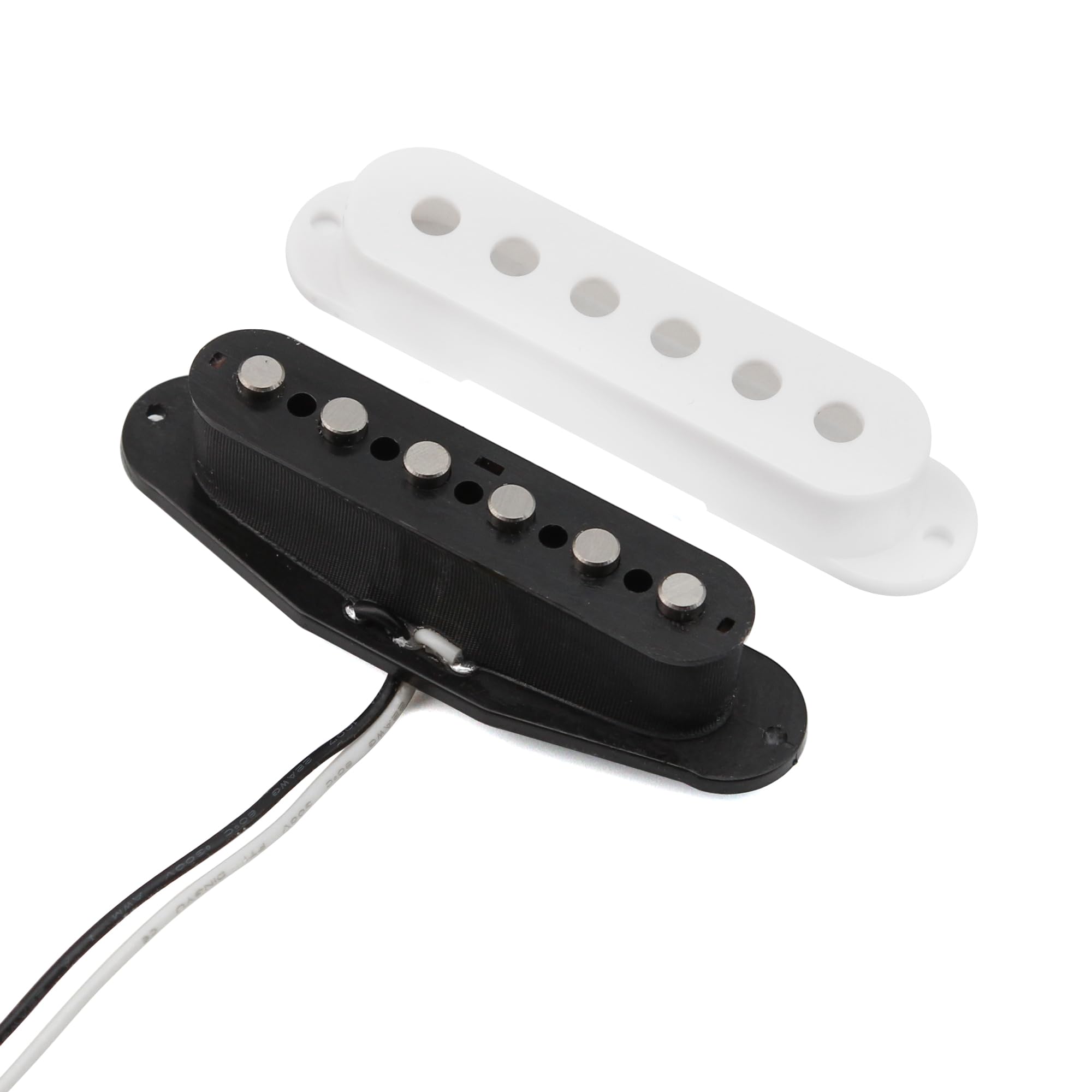 FLEOR Alnico 5 Flat Pole Single Coil Pickup und High Gain Humbucker Set Weiß HSS N+M+B Tonabnehmer für ST Style Gitarre