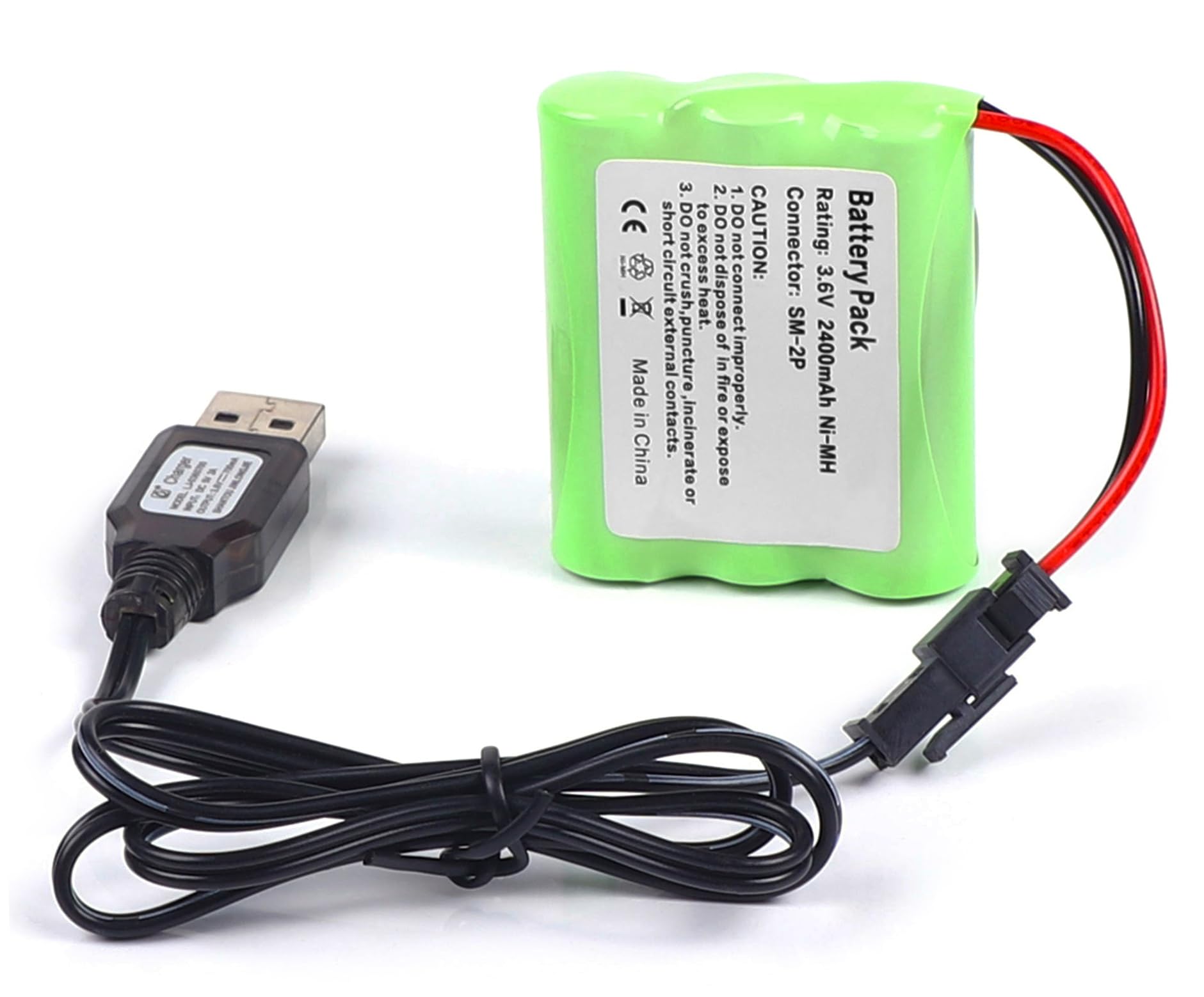 SHAWOROCE 2400 mAh 3.6 V Battery Batteries Compatible with RC Car Electric Toy Truck Construction Dumper Aeroplane Robot Remote Control Rechargeable Battery Pile Ni-MH AA with USB Charging Cable SM-2P