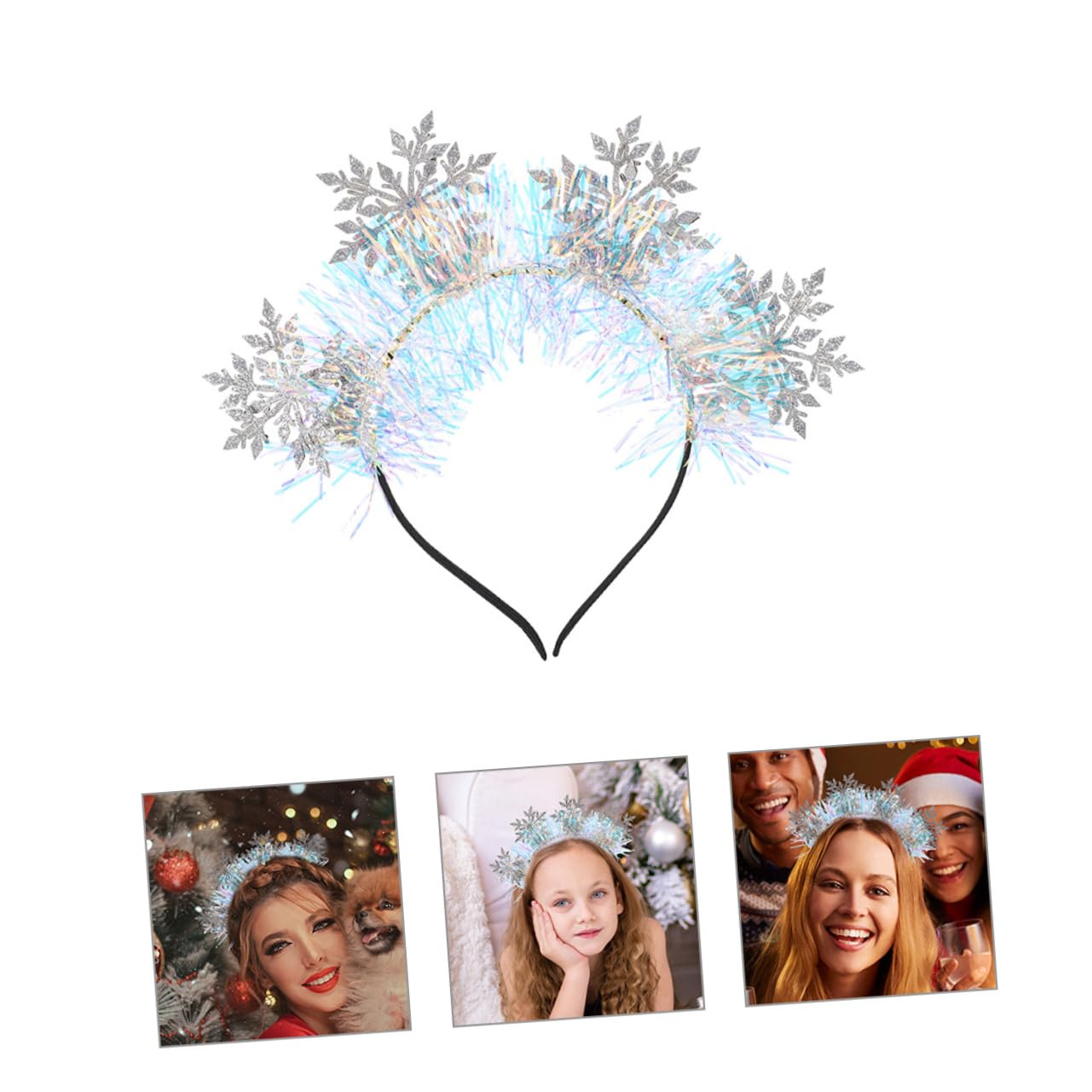 3pezzi Fascia Per Capelli Invernale Donna Fiocchi Di Accessori Per Capelli Natalizi Glitterati Per Feste e Occasioni Speciali