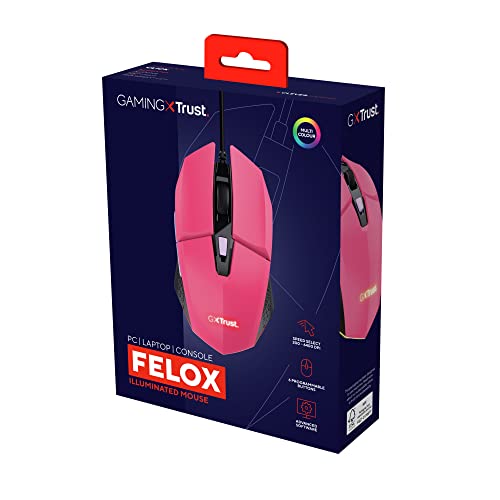 GXT 109P Felox Mouse Gaming con 6 Pulsanti Programmabili, Illuminazione LED Multicolore, Software Incluso, 200-6400 DPI, Mouse con Filo USB 150 cm per PC, Portatile, Computer - Rosa - Mouse gaming - Immagine 12