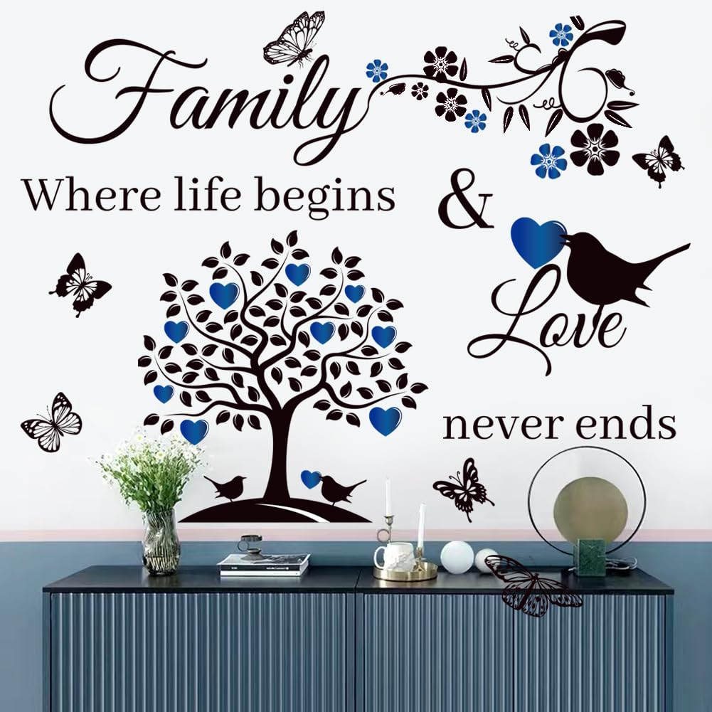 Calcomanías de pared con frases de familia, calcomanías inspiradoras para pared, sala de estar, dormitorio, decoración del hogar, calcomanías de pared, murales de vinilo, calcomanías de arte de pared