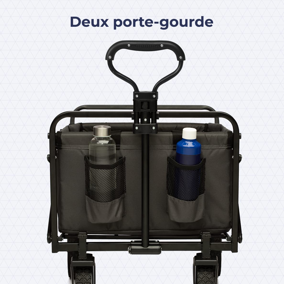 LifeGoods Chariot de plage – Chariot pliant avec roues – Grand chariot de plage – Roues pivotantes – 2 supports – Capacité de charge de 70 kg – Gris