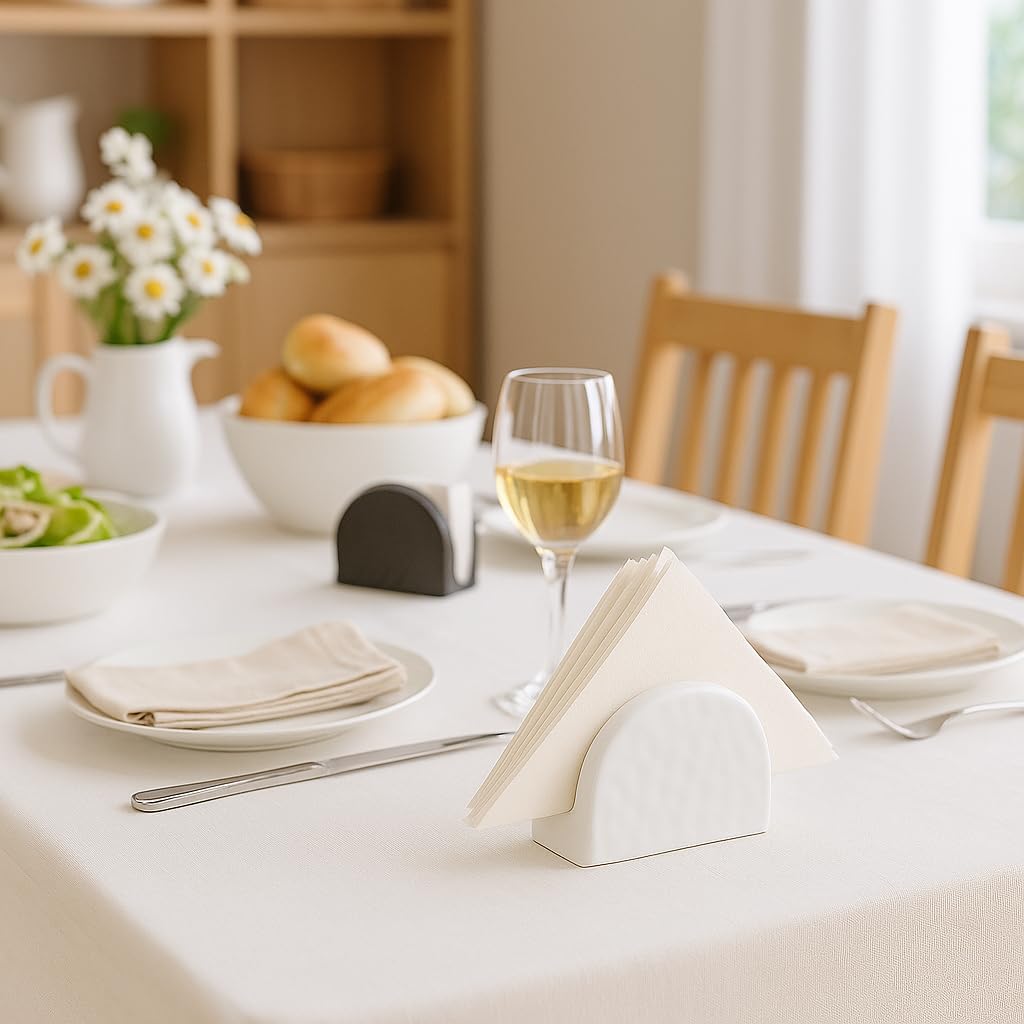 Serviettenhalter aus weißer Keramik für den Tisch, 10 x 6 x 8 cm, eleganter Serviettenhalter für die Küche