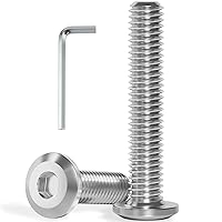 Vista 35 de M8-1.25 x 60 mm 16 piezas de pernos de cabeza plana con casquillo hexagonal, acero inoxidable 304 18-8, rosca completa, llave hexagonal incluida