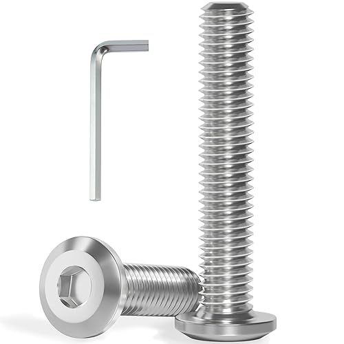 Miniatura 34 de M6-1.0 x 10 mm 100 piezas de tornillos de cabeza plana con casquillo hexagonal, acero inoxidable 304 18-8, rosca completa, llave hexagonal incluida