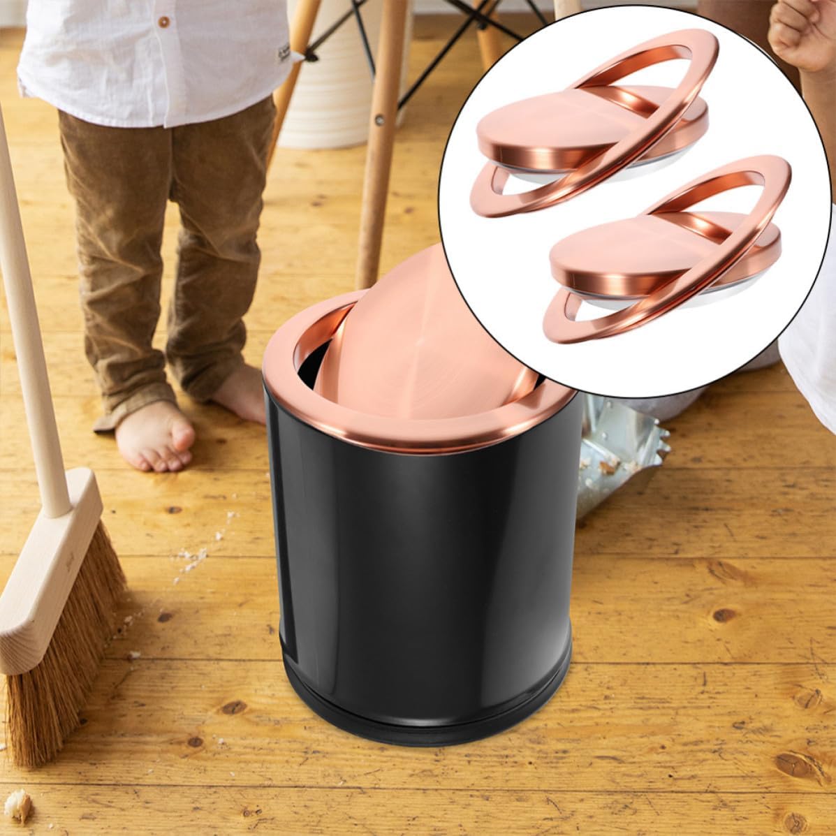 2pcs Recessed Trash Can Lid Swing Flap with Stainless Steel