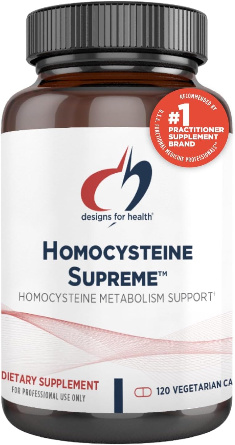 Designs for Health Homocysteine Supreme - Methylated Multivitamin of B Vitamins with Riboflavin, B6, B12, Folate, L-Serine & TMG for Brain Support & Healthy Inflammatory Response (120 Caps)