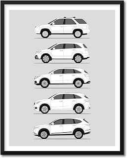 Acura MDX Inspired Poster Print Wall Art Handmade Decor of the Multi Dimensional Luxury Generations History Evolution (16x20" Print (Unframed), Satin Paper)