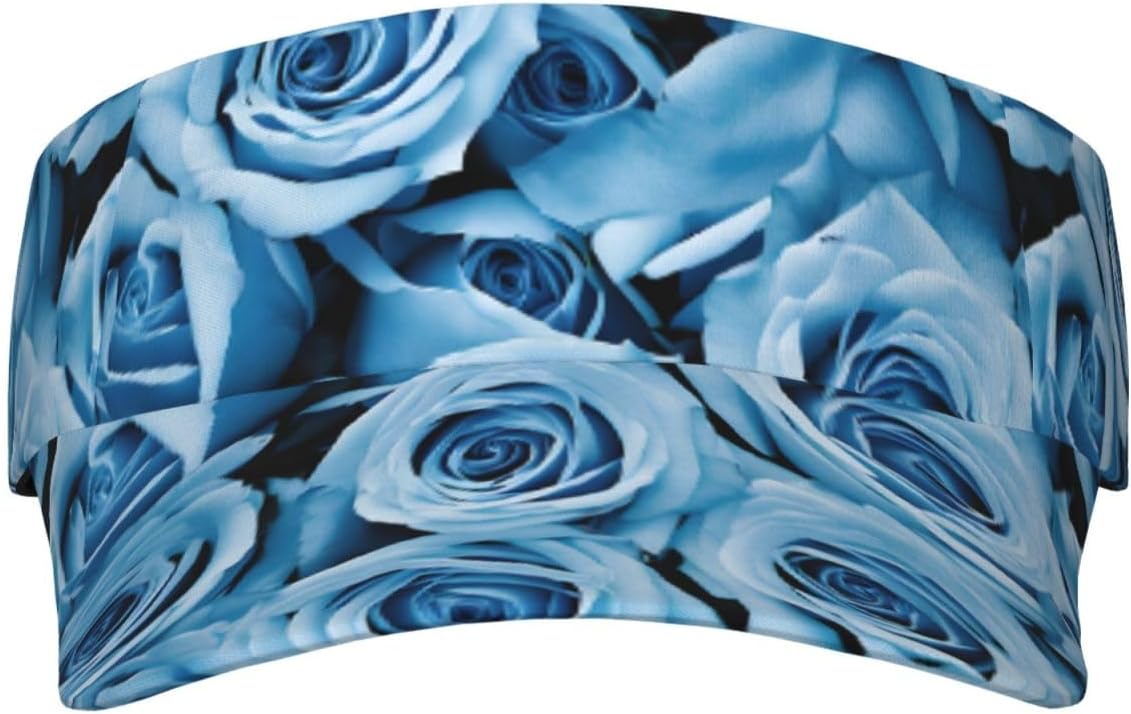 (Turquoise Rose) Adult Sun Visor Hat Adjustable Open Top Sports Cap Breathable for Men Women Beach Vacation Essentials