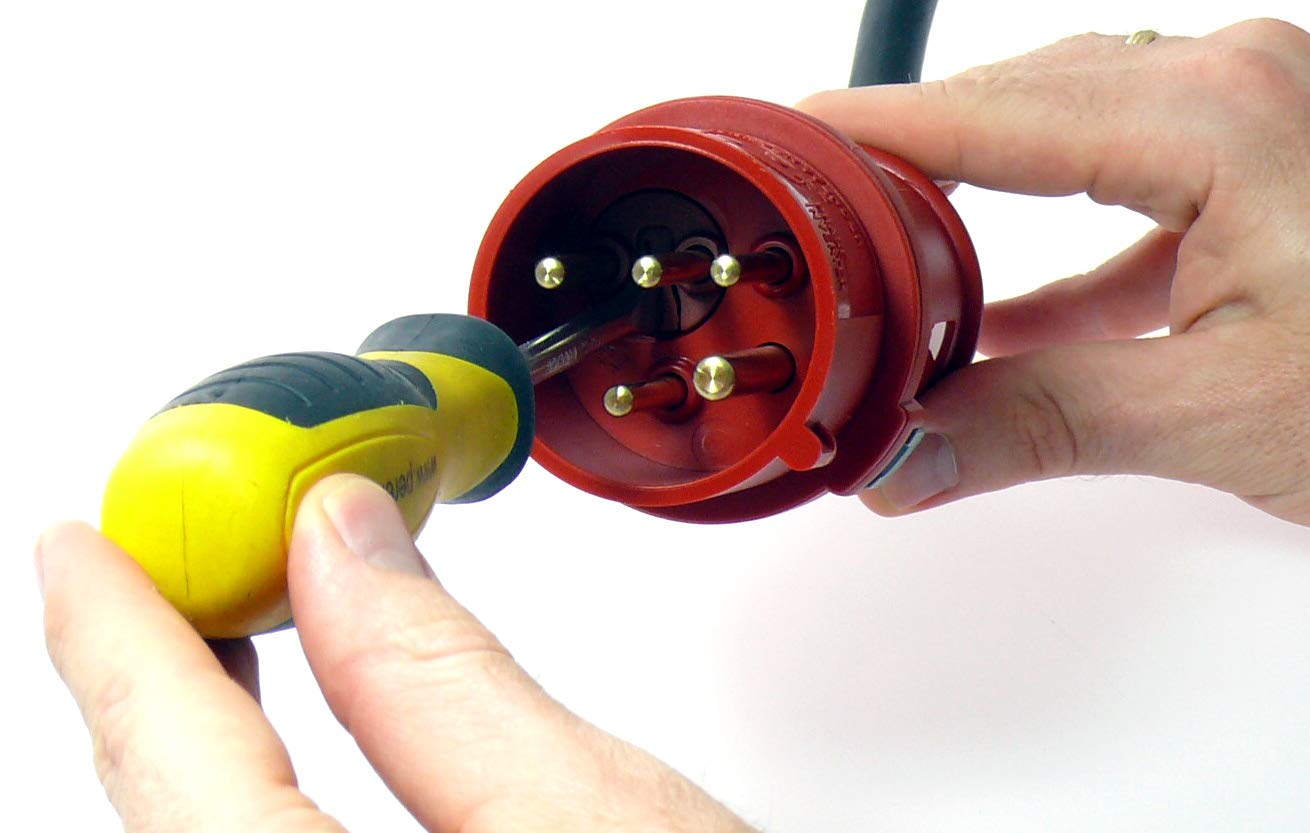 CEE Starkstromkabel Starkstromverlängerung Verlängerungskabel Starkstrom Gummiverlängerung H07RN-F 5X2,5mm² Phasenwender 5P 16A 400V Kraftstromkabel Außenbereich 15m