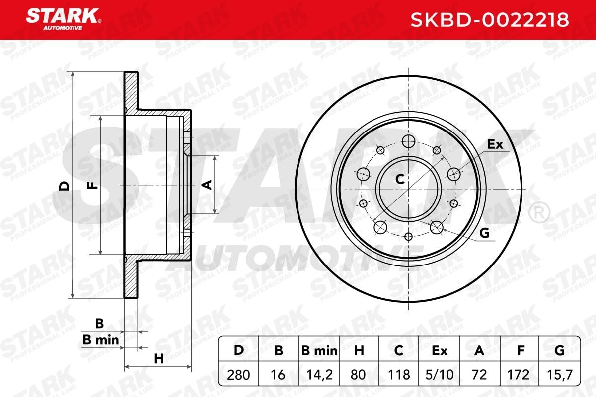 STARK SKBD-0022218 2x Disco freno Posteriore senza viti/bulloni Compatibilità con PEUGEOT BOXER Furgonato
