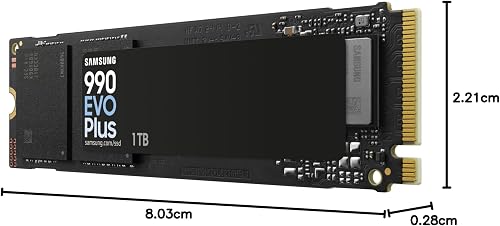 Samsung 990 EVO Plus, 1TB, PCIe 4.0 x4 / 5.0 x2, NVMe2.0 (up to 7150 MB/s), NVMe M.2 (2280), Internal Solid State Drive (SSD), MZ-V9S1T0BW - 7
