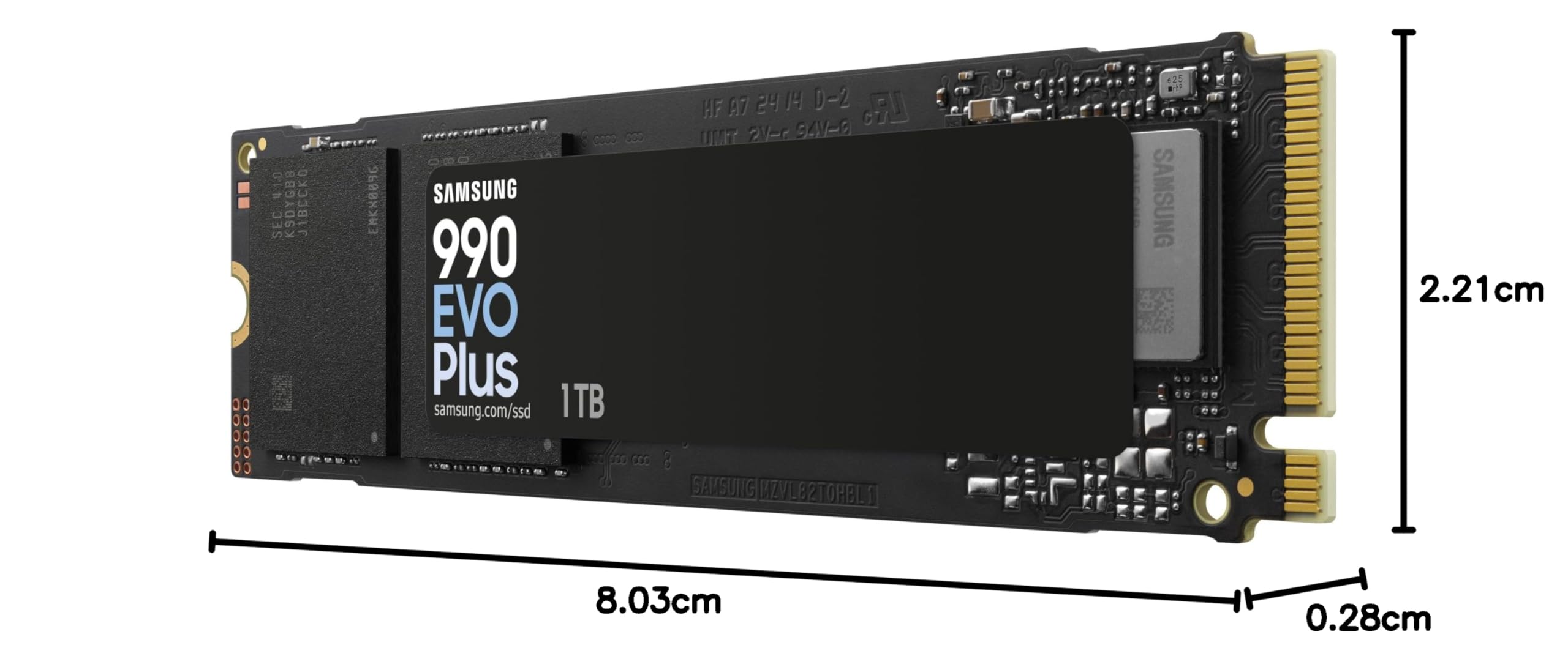 Samsung 990 EVO Plus NVMe M.2 SSD 1 TB, PCIe 4.0 x4 / PCIe 5.0 x2, NVMe 2.0 (2280), 7.150 MB/s Lesen, 6.300 MB/s Schreiben, Interne SSD für Gaming und Grafikbearbeitung, MZ-V9S1T0BW