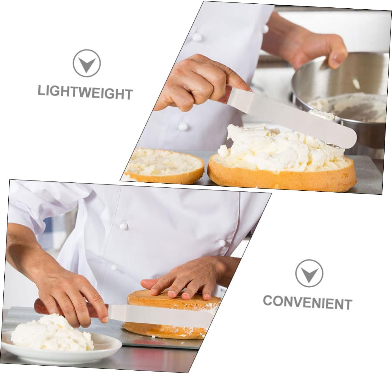 SOLUSTRE 2pcs Angled Cake Icing Spatula Set Stainless Steel Butter Spatula Cake Frosting Tool Smooth Wood Handle