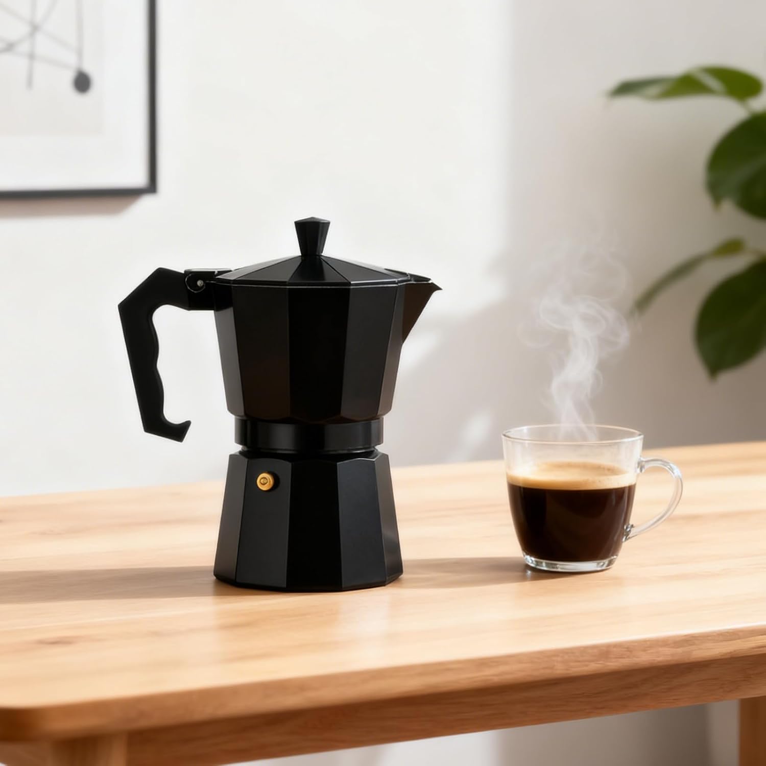 Italian Coffee Pot, Portable Aluminum Alloy with Safety Valve and Classic Espresso Design & Camping Coffee Maker with Sturdy Lightweight Build, Kitchen Accessory Category for Electric Ceramic