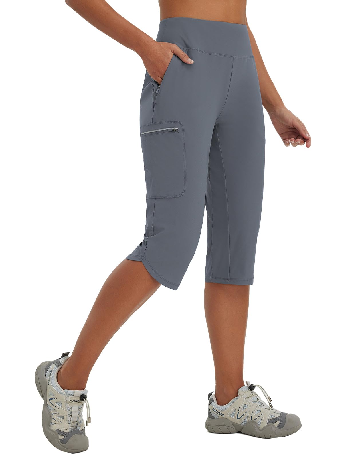 baleaf Damen Wanderhose Cargohose Atmungsaktiv Elastische Outdoorhose Trekkinghose Schnelltrockend Leicht mit Reißverschlusstasche