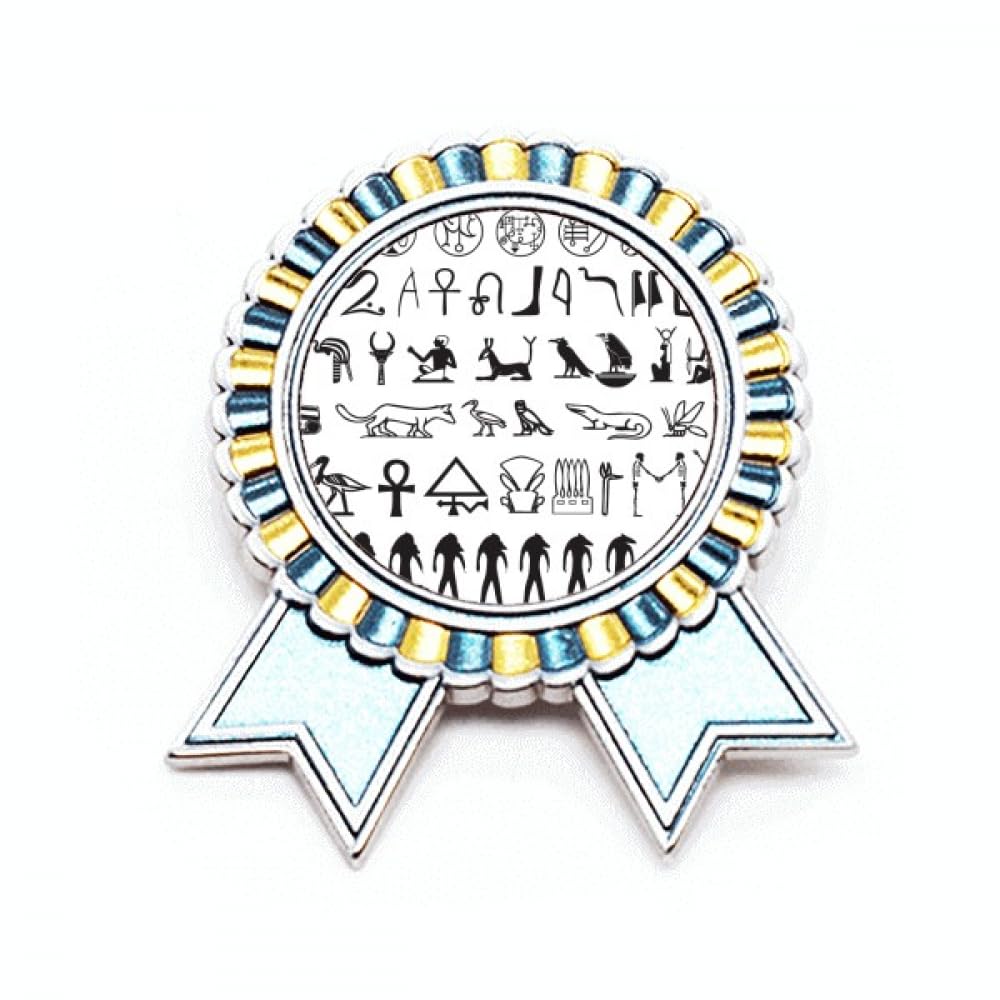Broche hiéroglyphes égyptiens en métal de taille M style médaille - 4