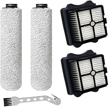 Replacement Roller Brush and Filter Kit Compatible for Tineco Floor One S3 and IFloor 3 Cordless Wet Dry Vacuum Cleaner (2 Brush Roller+2 HEPA Filer)