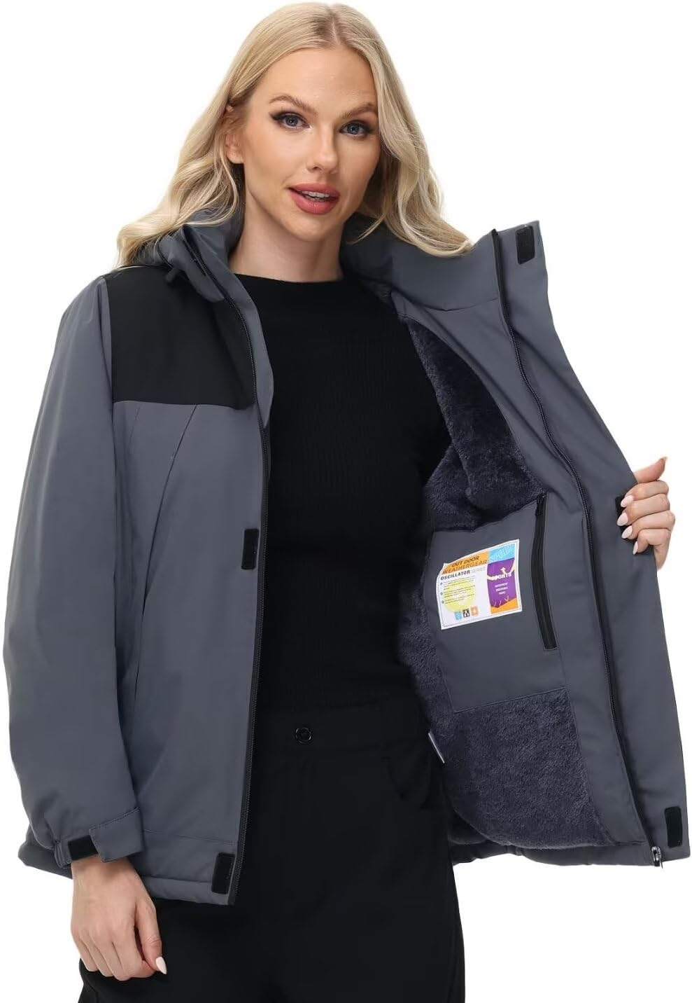 Pdbokew Women's Skiing Jackets Fleece Lining Insulated Jacket Purple XX-Large