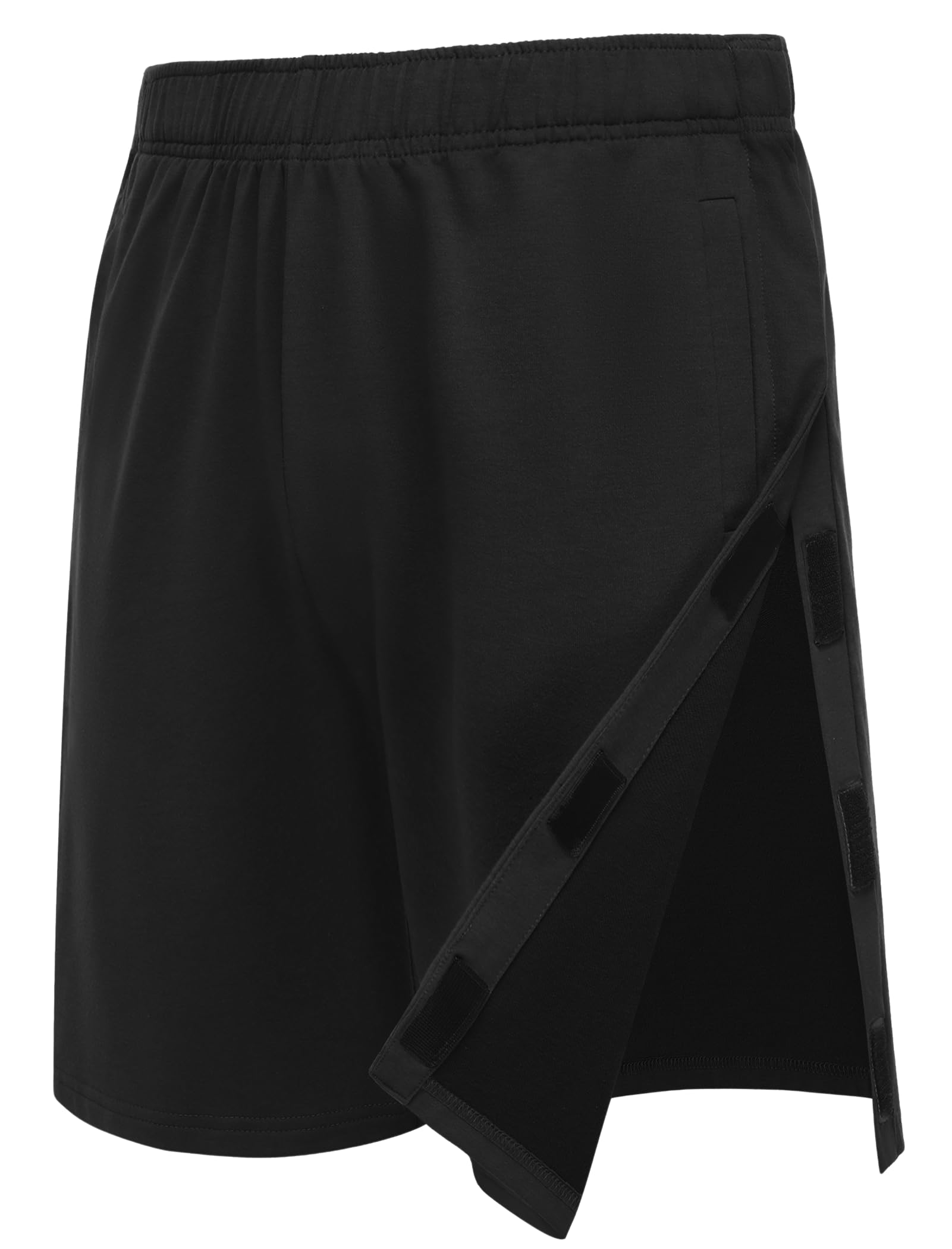 Deyeek Unisex Tear Away Shorts 9" Snap On Athletic Shorts Cotton Post Knee Hip Surgery Recovery Lounge Short with Pockets