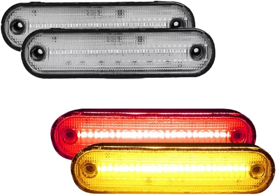Red Amber LED Front/Rear Bumper Side Marker Lights, Compatible with Mazda Miata 1990-1997 Compatible with Mazda MX-5 1999-2005, Front and Rear Fender Marker Lamps Clear Lens