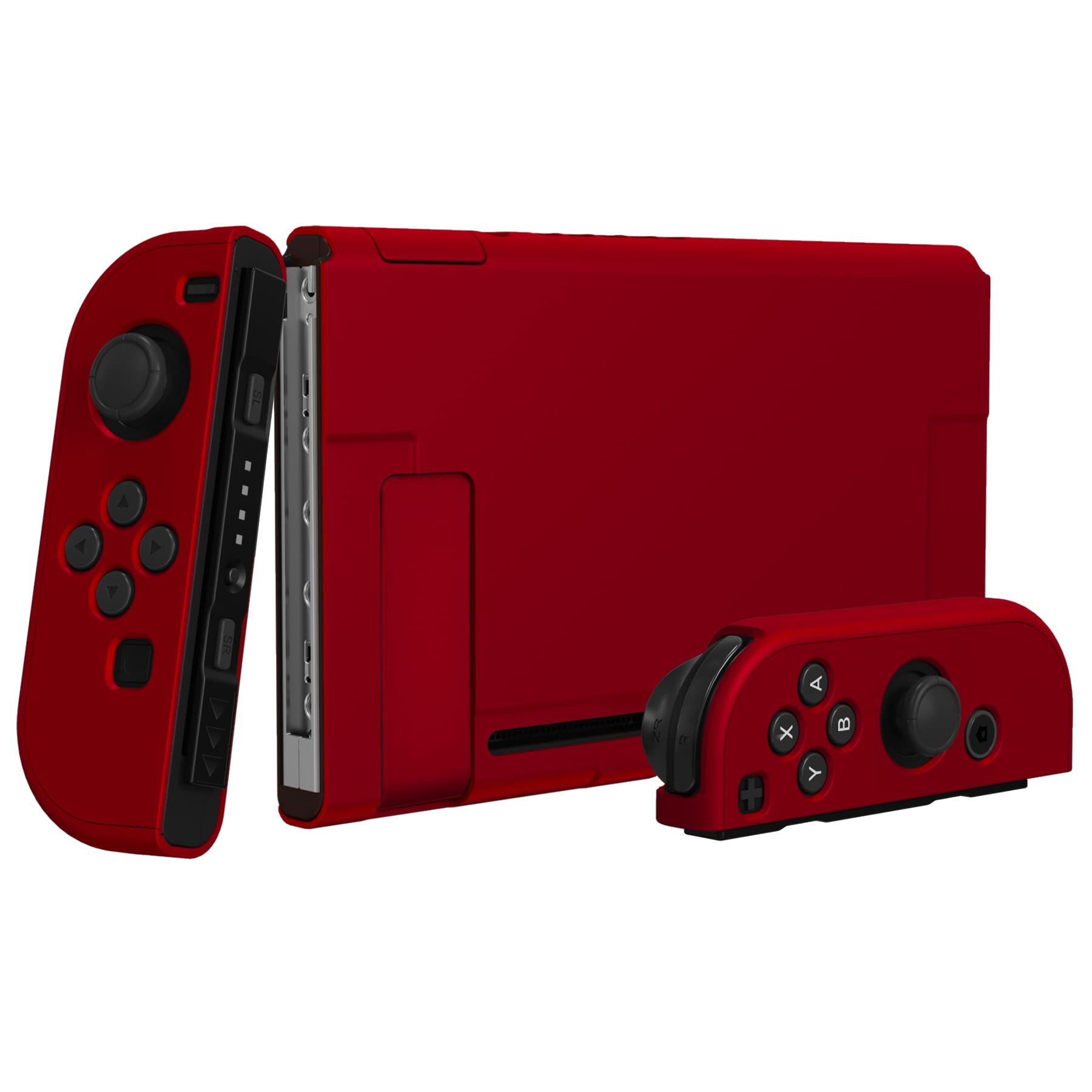 PlayVital Cover Protettiva per Nintendo Switch, Custodia Protettiva Copertura Rigida Grip Ergonomica per Joycon Controller-Rosso Scarlatto