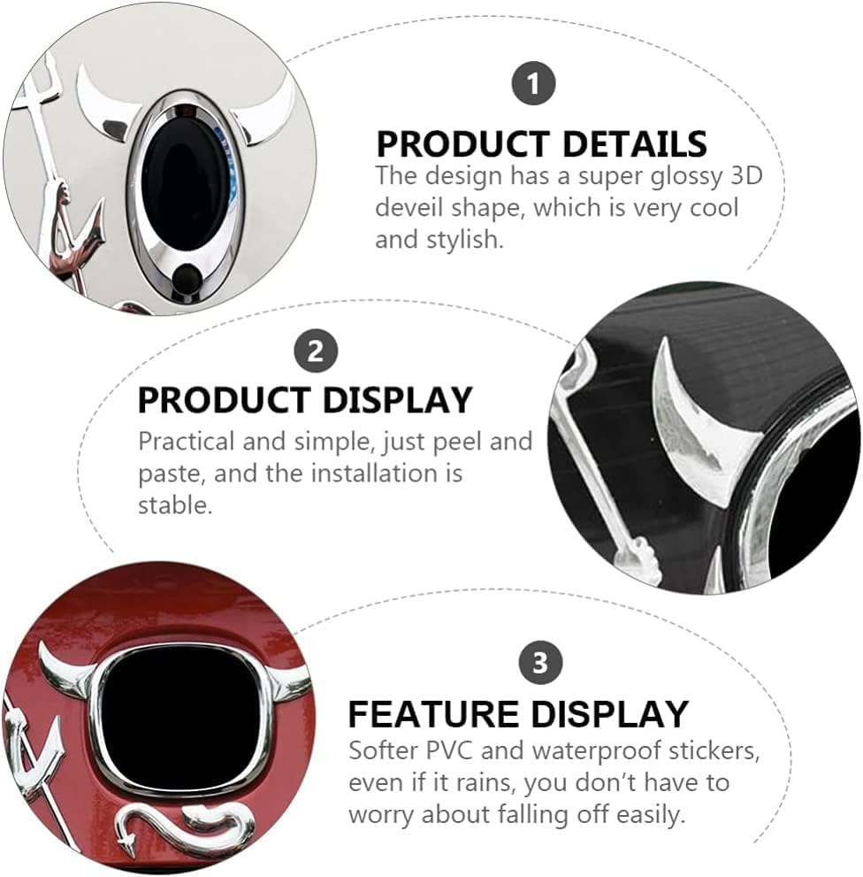 KUJOBUY Cute 3D PVC Small Devil Style Demon Car Sticker Auto Car Emblem Decal Decoration
