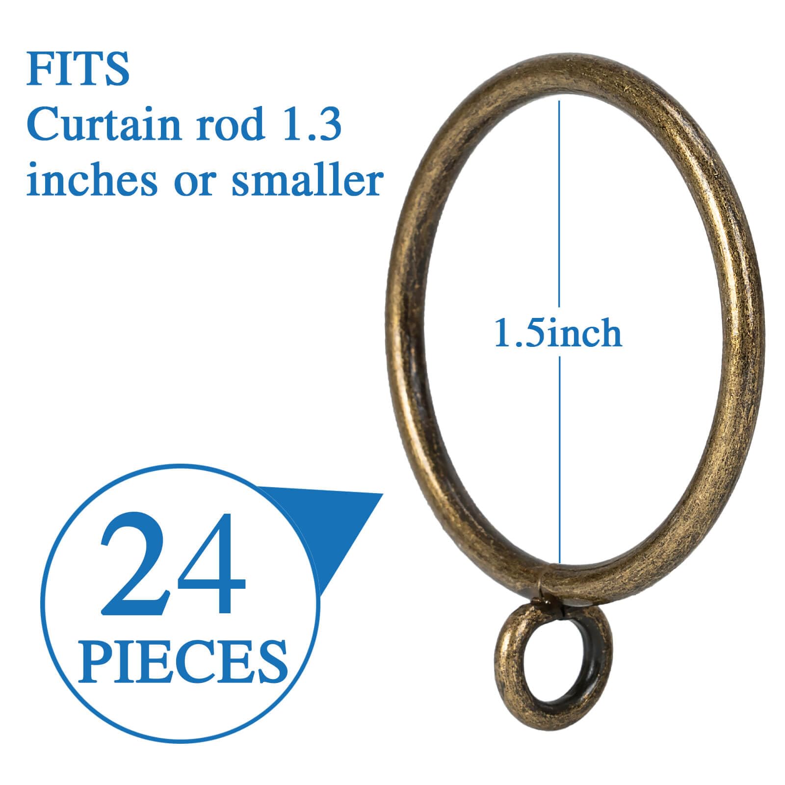 Curtain Rings with Eyelets Metal Eyelet Drapery Rings Inner Diameter 1.5Inch Curtain Rings for Hanging Pinch Pleat Curtain Pin Drape Hooks Bronze Zocang