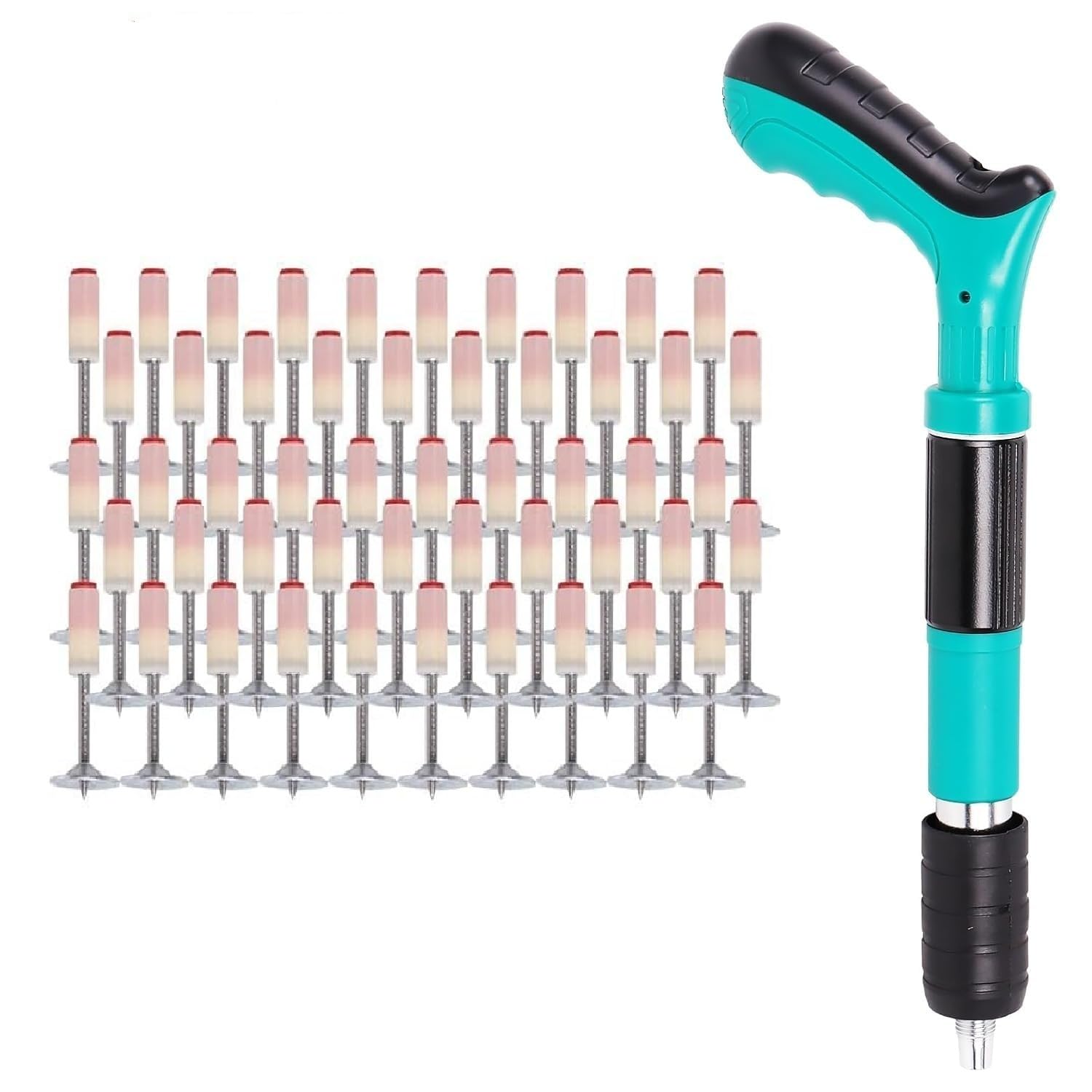 BOVZOX Manual Steel Nail Gun Tool, Concrete Nail Gun, Portable Mini Nail Shooting Machine with Nails, Nail Wall Fixing Tool for Cement Walls, Household Wood working_ (Gun With Nails_50 pcs)