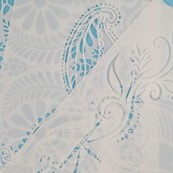 Flower Border Stencils, 8 Pcs Mandala Stencils for Painting on Wood Canvas Paper Wall Mandala Border Reusable DIY Craft Stencils 21x29.7cm