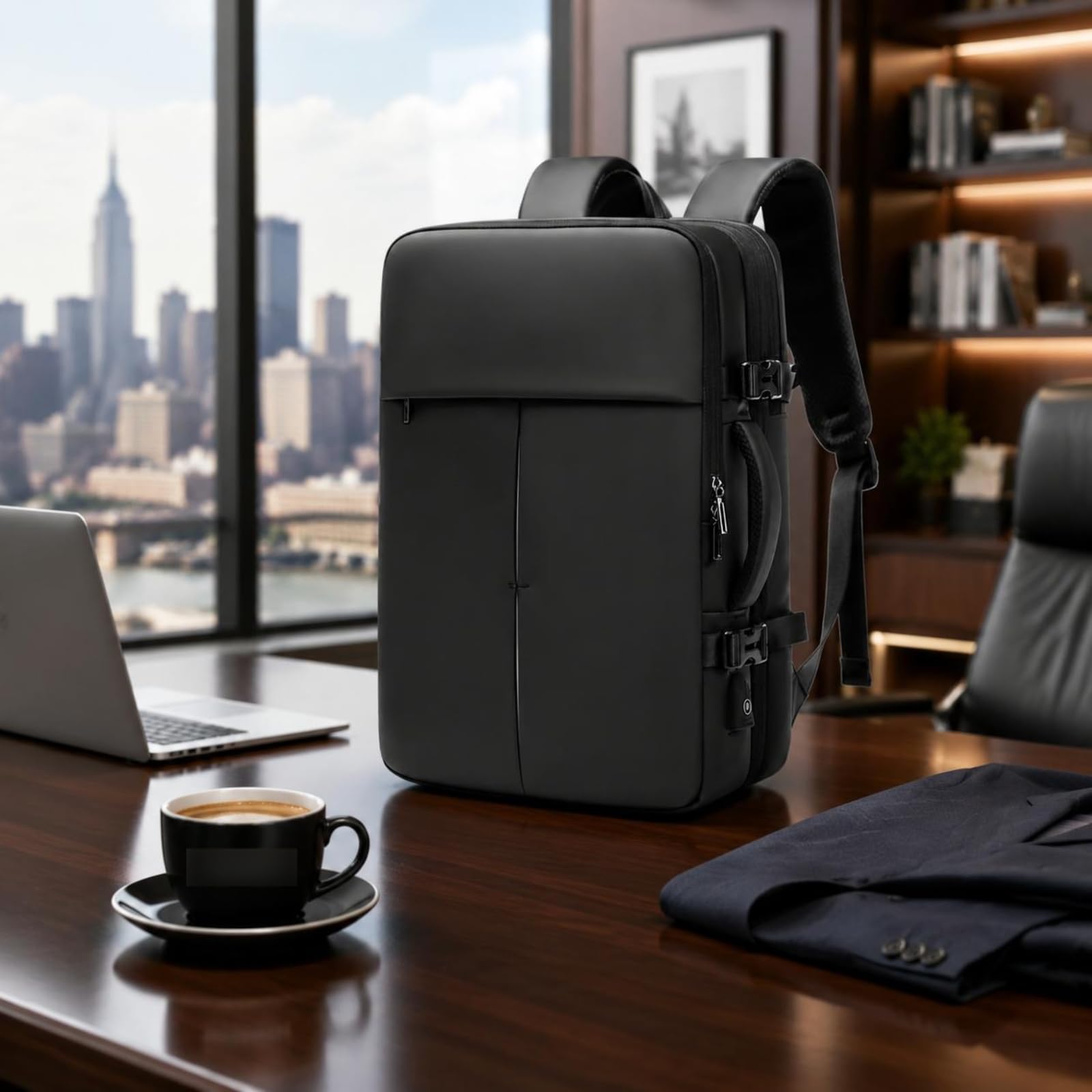Zaino da Lavoro Uomo Zaino Laptop Zaino Computer Borsa Ufficio Espandibile Impermeabile in Tessuto Oxford con Scomparto Pc Multiple Adatto per Ufficio Pendolarismo Viaggio d'Affari