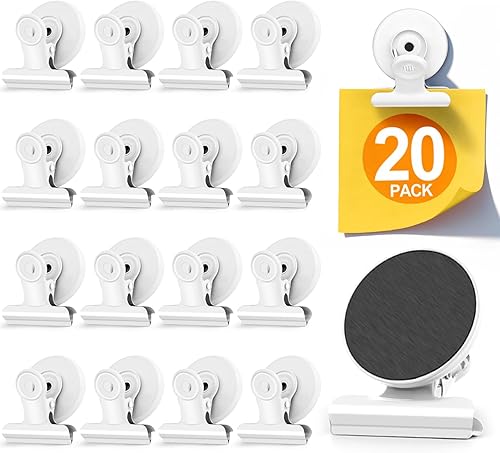 Miniatura 17 de Paquete de 20 clips magnéticos, imanes de nevera, clips magnéticos negros para pizarra blanca, imanes de clip para exhibiciones de fotos, hogar