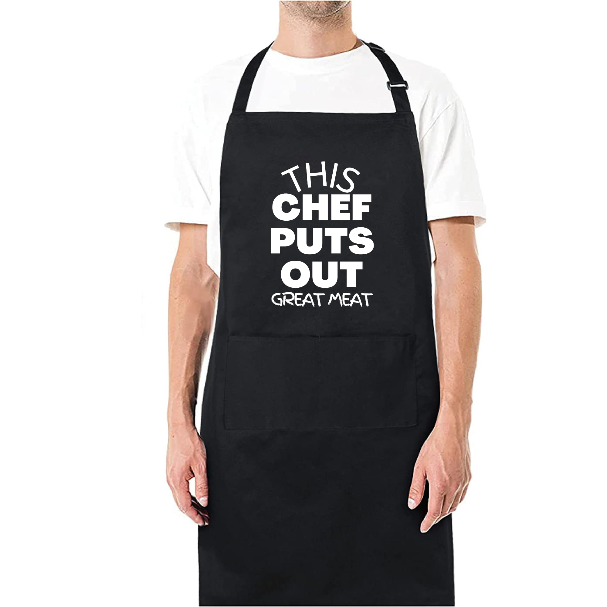 Delantales divertidos con texto en inglés "This Chef Puts Out Great Meat" para hombres, delantal impreso, regalo para ella, delantal de chef, delantal de cocina, delantal de barbacoa, regalo para el